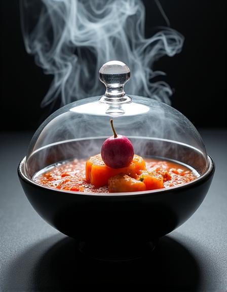 Artystycznie podany bigos z dymem