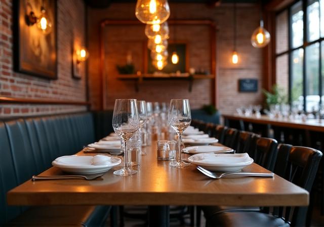 Stylowe wnętrze restauracji Cogs and Ember Eats w Warszawie